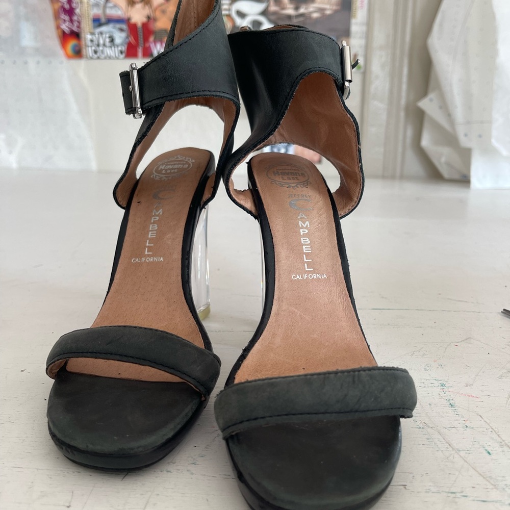 Jeffrey Campbell buckled ankle strap clear heels